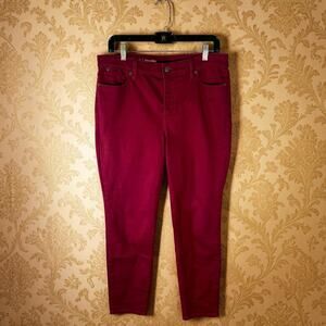 Talbots Women's 10 Flawless Slim Ankle Jeans Red Wine Cranberry Color Denim